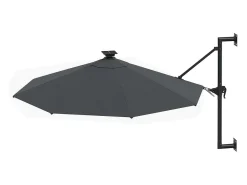 Guarda-sol de parede com mastro metálico e iluminação LED 300 cm antracite 02_0008690