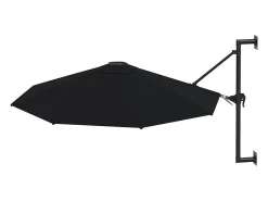 Guarda-sol de parede com mastro de metal 300 cm preto 02_0008683