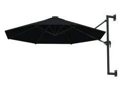 Guarda-sol de parede com mastro de metal 300 cm preto 02_0008683