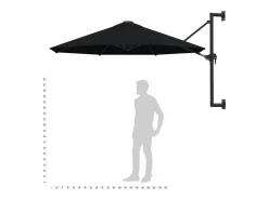 Guarda-sol de parede com mastro de metal 300 cm preto 02_0008683