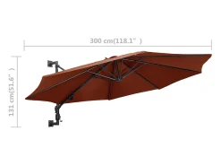 Guarda-sol de parede com mastro de metal 300 cm laranja 02_0008684