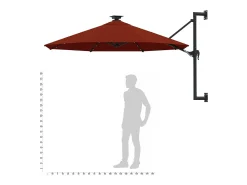Guarda-sol de parede com mastro de metal 300 cm laranja 02_0008684