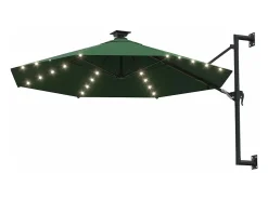 Guarda-sol de parede com mastro de metal e LED 300 cm verde 02_0008697