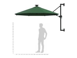 Guarda-sol de parede com mastro de metal e LED 300 cm verde 02_0008697