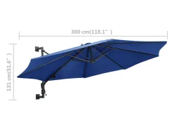 Guarda-sol de parede com mastro de metal 300 cm azul 02_0008686