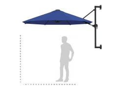 Guarda-sol de parede com mastro de metal 300 cm azul 02_0008686