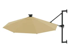 Guarda-sol de parede com mastro de metal e iluminação LED 300 cm taupe 02_0008695