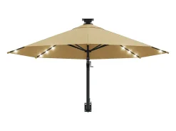 Guarda-sol de parede com mastro de metal e iluminação LED 300 cm taupe 02_0008695