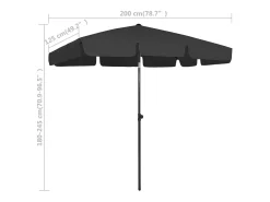 Guarda-sol de praia 200 x 125 cm preto 02_0008402