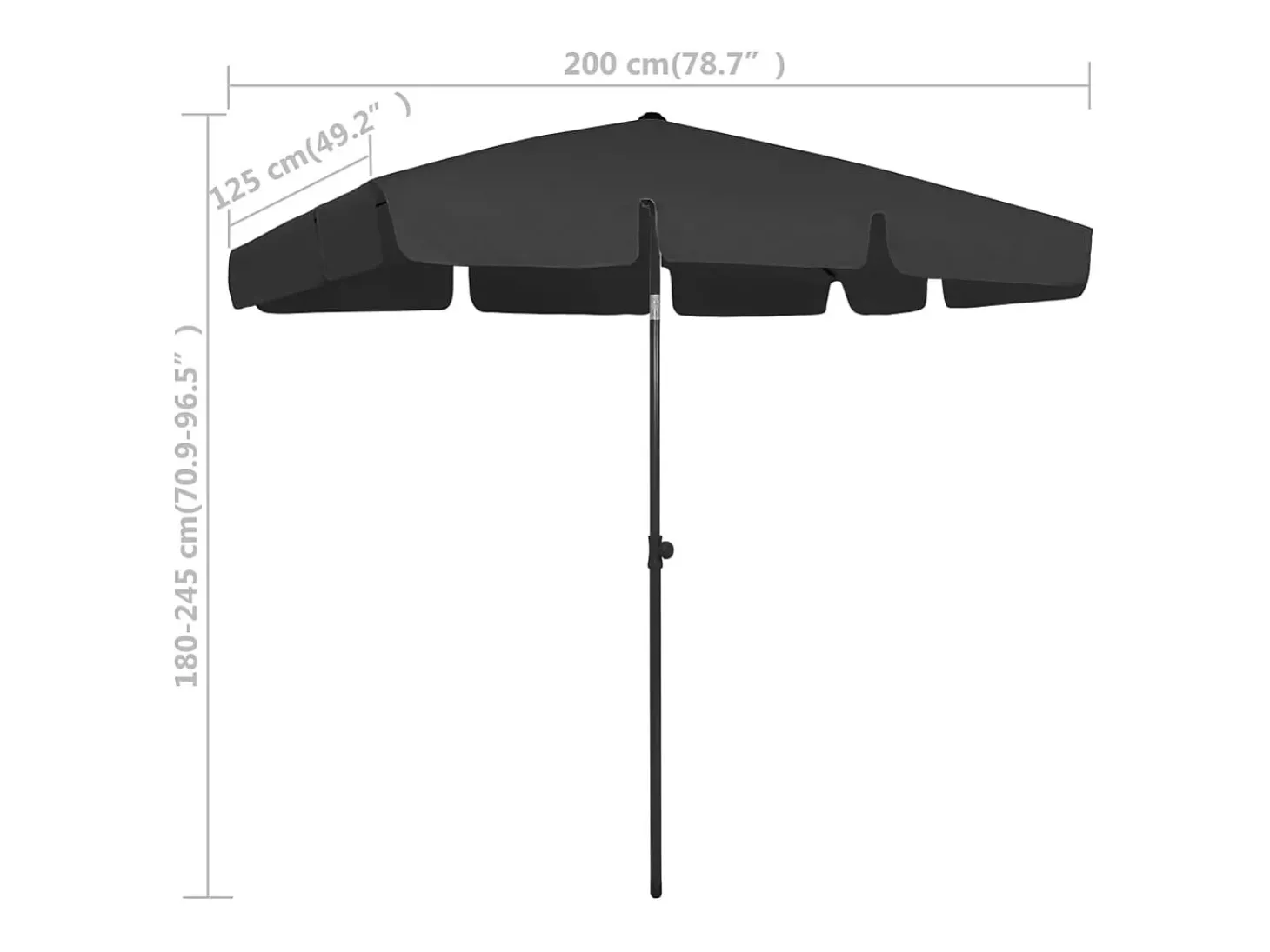 Guarda-sol de praia 200 x 125 cm preto 02_0008402