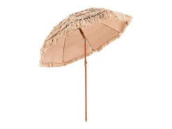 Guarda-Sol Havaiano SucceBuy, Guarda-sol Exótico Inclinável de 2 m com Telhado de Palha de PP, 8 Varetas de Metal, para Praia, Pátio, Piscina, Jardim