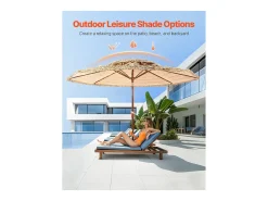 Guarda-Sol Havaiano SucceBuy, Guarda-sol Exótico Inclinável de 2,7 m com Telhado de Palha, PP, 8 Varetas de Metal, para Praia, Pátio, Piscina, Jardim