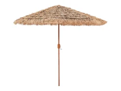 Guarda-Sol Havaiano SucceBuy, Guarda-sol Exótico Inclinável de 2,7 m com Telhado de Palha, PP, 8 Varetas de Metal, para Praia, Pátio, Piscina, Jardim