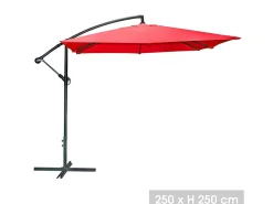 Guarda-sol lateral quadrado vermelho 250x250cm