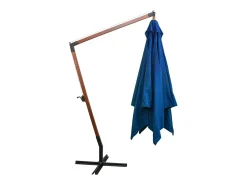 Guarda-sol suspenso com mastro azul-celeste 3 x 3 m madeira maciça de abeto 02_0008708