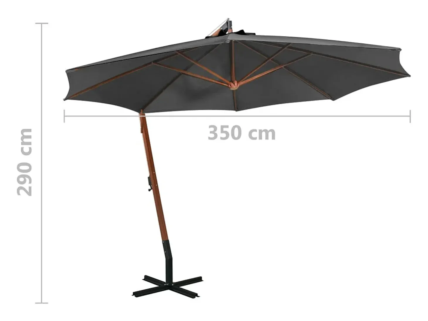 Guarda-sol suspenso com mastro 3,5 x 2,9 m madeira de abeto antracite 02_0008705