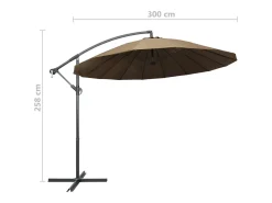Guarda-sol suspenso de 3m com mastro de alumínio cor taupe 02_0008727