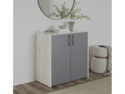 haaus Malmo cómoda, 2 portas, Carvalho branco/Antracite, 81 x 42 x 80 cm