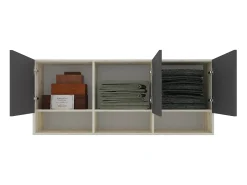 haaus Malmo roupeiro suspenso, 3 portas, Carvalho branco/Antracite, 144 x 27 x 60 cm