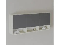 haaus Malmo roupeiro suspenso, 3 portas, Carvalho branco/Antracite, 144 x 27 x 60 cm