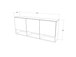haaus Malmo roupeiro suspenso, 3 portas, Carvalho branco/Antracite, 144 x 27 x 60 cm