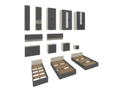 haaus Malmo roupeiro suspenso, 3 portas, Carvalho branco/Antracite, 144 x 27 x 60 cm