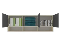 haaus Malmo roupeiro suspenso, 3 portas, Carvalho branco/Antracite, 164 x 27 x 60 cm