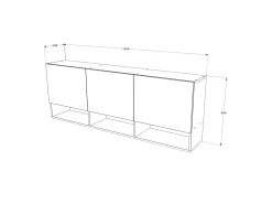haaus Malmo roupeiro suspenso, 3 portas, Carvalho branco/Antracite, 164 x 27 x 60 cm