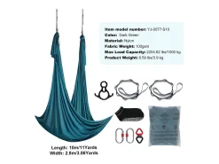 Hamaca de Yoga SucceBuy, Balanço Aéreo em Seda e Yoga, 11 m, Hamaca de Trapézio para Inversão, Verde, Kit de Hamaca em Tecido de Nylon 100 g/m²