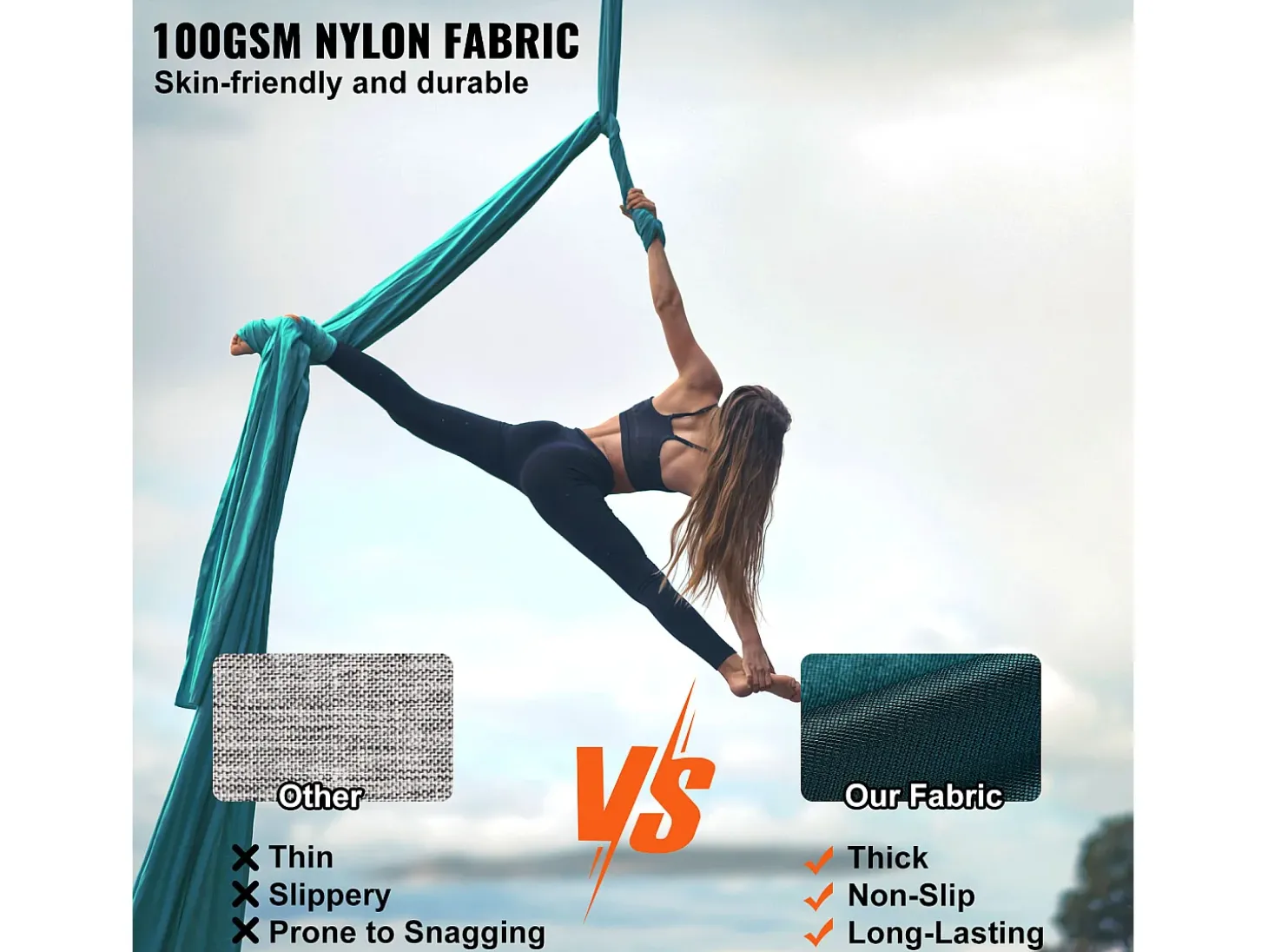 Hamaca de Yoga SucceBuy, Balanço Aéreo em Seda e Yoga, 11 m, Hamaca de Trapézio para Inversão, Verde, Kit de Hamaca em Tecido de Nylon 100 g/m²