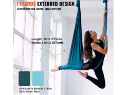 Hamaca de Yoga SucceBuy, Balanço Aéreo em Seda e Yoga, 11 m, Hamaca de Trapézio para Inversão, Verde, Kit de Hamaca em Tecido de Nylon 100 g/m²