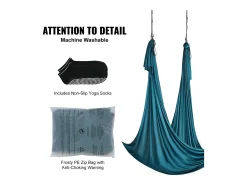 Hamaca de Yoga SucceBuy, Balanço Aéreo em Seda e Yoga, 11 m, Hamaca de Trapézio para Inversão, Verde, Kit de Hamaca em Tecido de Nylon 100 g/m²