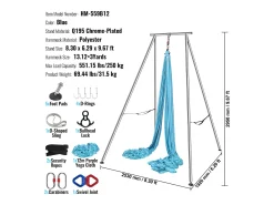 Hamaca de Yoga SucceBuy, Quadro e Hamaca de Yoga Aéreo, Carga de 250 kg, Kit de Hamaca Aérea, para o Yoga Interior e Exterior, Azul