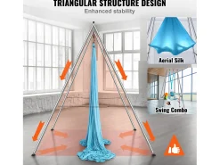 Hamaca de Yoga SucceBuy, Quadro e Hamaca de Yoga Aéreo, Carga de 250 kg, Kit de Hamaca Aérea, para o Yoga Interior e Exterior, Azul
