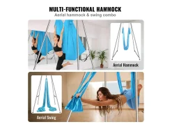Hamaca de Yoga SucceBuy, Quadro e Hamaca de Yoga Aéreo, Carga de 250 kg, Kit de Hamaca Aérea, para o Yoga Interior e Exterior, Azul