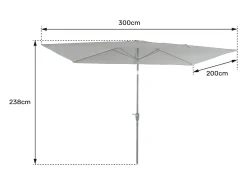 HAPUNA guarda-chuva rectangular recto 2x3m cinzento