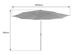 HAPUNA guarda-chuva redondo recto 3,30m de diâmetro cinzento