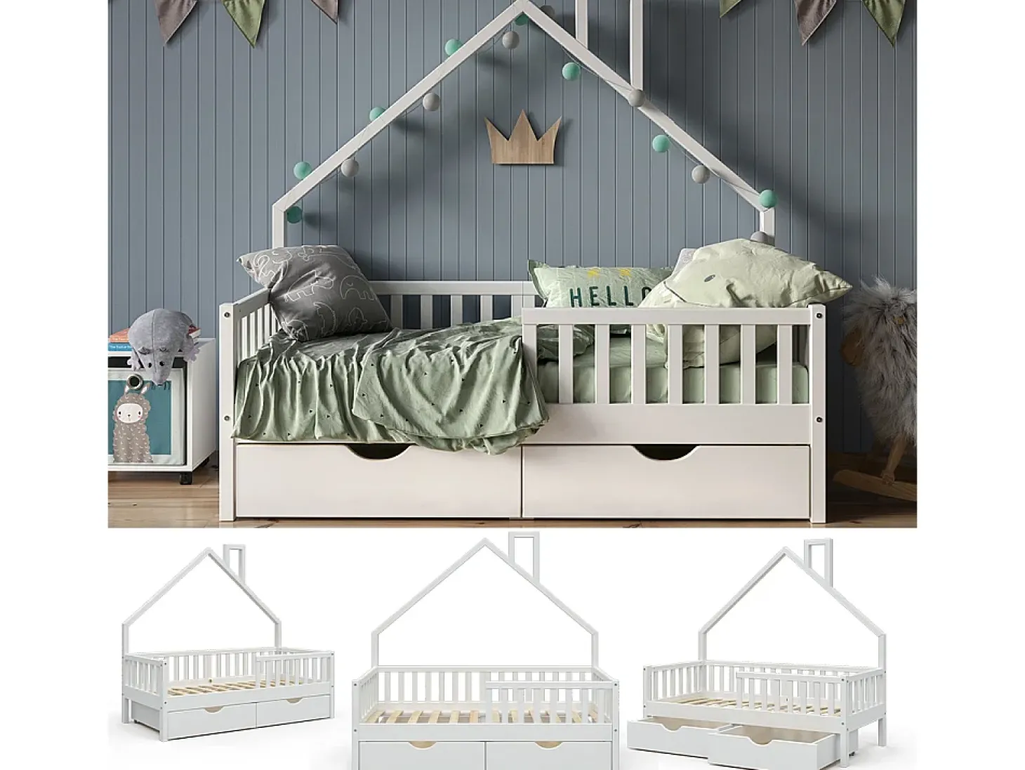 Hausbett branco 168x83x155 noemi