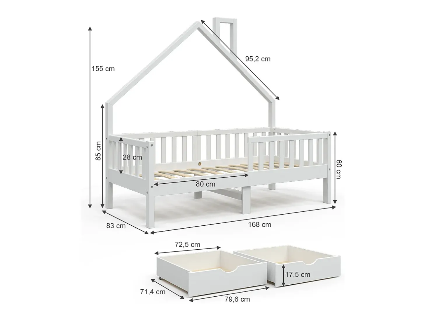 Hausbett branco 168x83x155 noemi