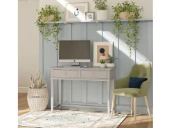 Haven | Secretária de computador com prateleira em laminado branco