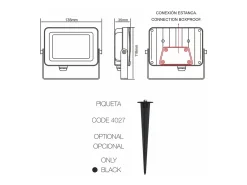 Holofote LED Corten Sky 20W IP65 2700K para área externa - 2450lm, alumínio, feixe de 110° Beneito Faure