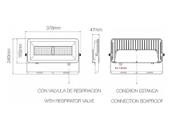 Holofote LED para área externa Beneito & Faure Polaris 100W CCT IP65 120° - 3000K/4000K/5000K - Branco fosco