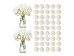 Hortênsia Artificial SucceBuy Flores Artificiais 250 mm, Buquês de Flores Falsas Aparência Realista com Cabeça 152,4 mm, Lote de 105, Branco
