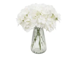 Hortênsia Artificial SucceBuy Flores Artificiais 250 mm, Buquês de Flores Falsas Aparência Realista com Cabeça 152,4 mm, Lote de 105, Branco