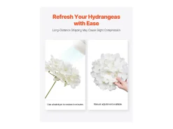 Hortênsia Artificial SucceBuy Flores Artificiais 250 mm, Buquês de Flores Falsas Aparência Realista com Cabeça 152,4 mm, Lote de 65, Branco