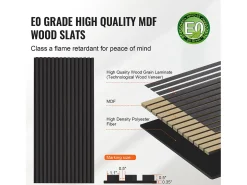 Houten Latten-Akustiekpanelen SucceBuy 120 x 60 cm, Modern Design, Zwart Eikenhout, voor een Moderne Decoratie, Geluidsreductie