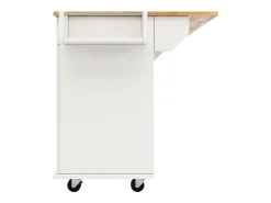 Ilha central de cozinha - carrinho com rodas e plano extensível - 2 gavetas e 4 portas - Branco