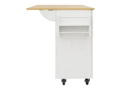 Ilha central de cozinha - carrinho com rodas e plano retrátil - 2 gavetas e 2 portas - Branco