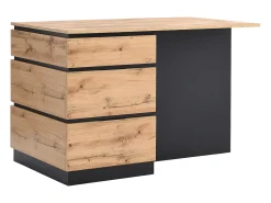 Ilha central de cozinha com 6 gavetas e 4 nichos em MDF - Natural e Preto - POMARELA