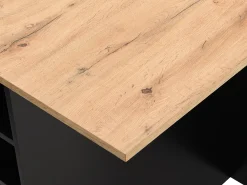 Ilha central de cozinha com 6 gavetas e 4 nichos em MDF - Natural e Preto - POMARELA